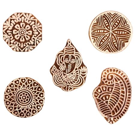 Set of 5 Piece New Mix Wooden Printing Block